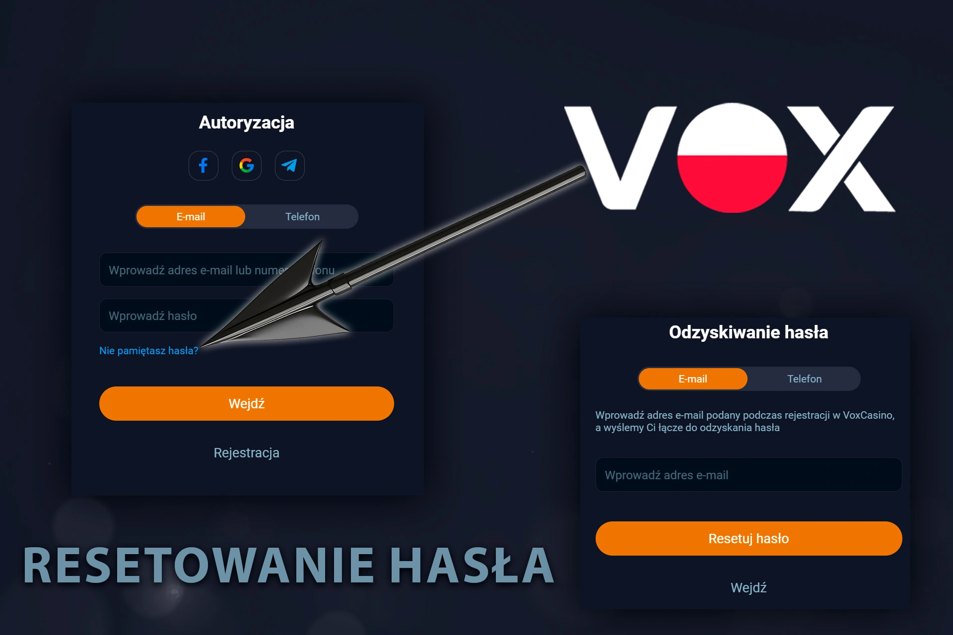 Prosty proces resetowania i zmiany hasła w Vox Casino